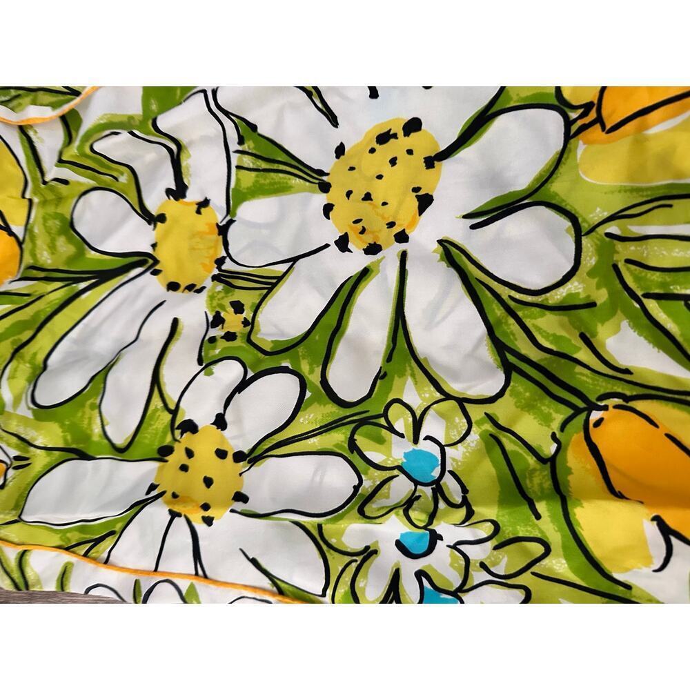 Vintage Vera Women's White Yellow Floral Print Rectangle Head Scarf